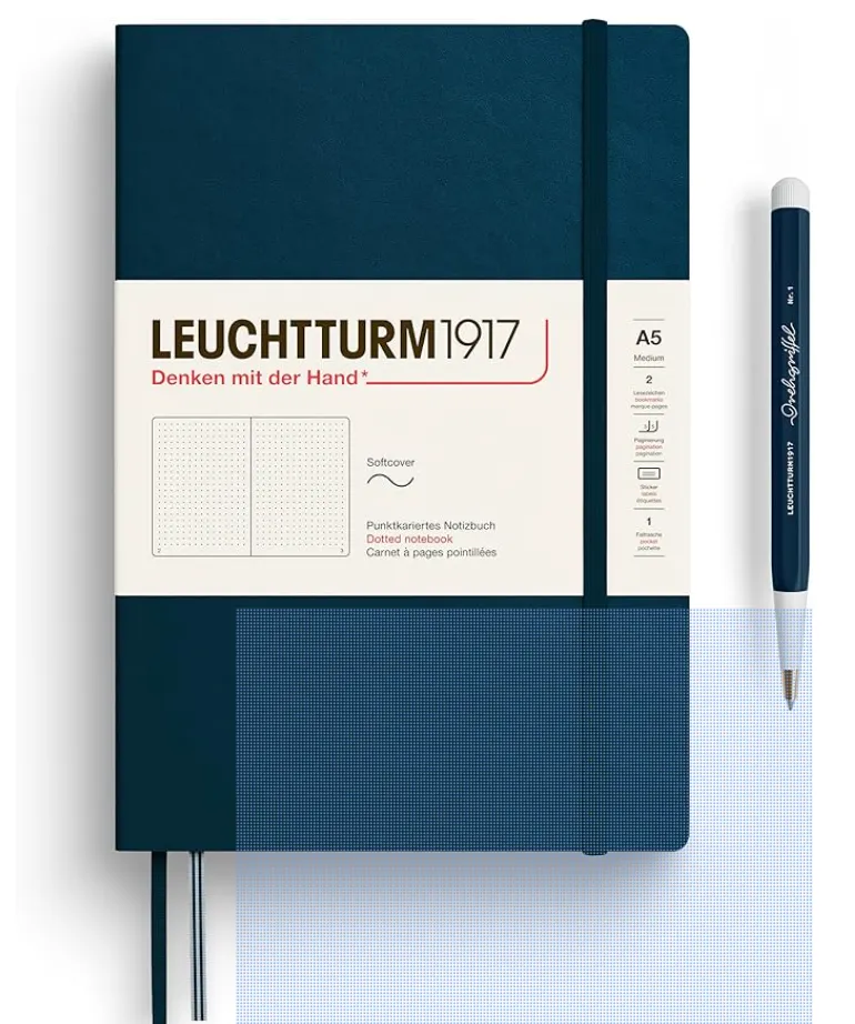 Blue Leuchtturm1917 dotted notebook with matching pen