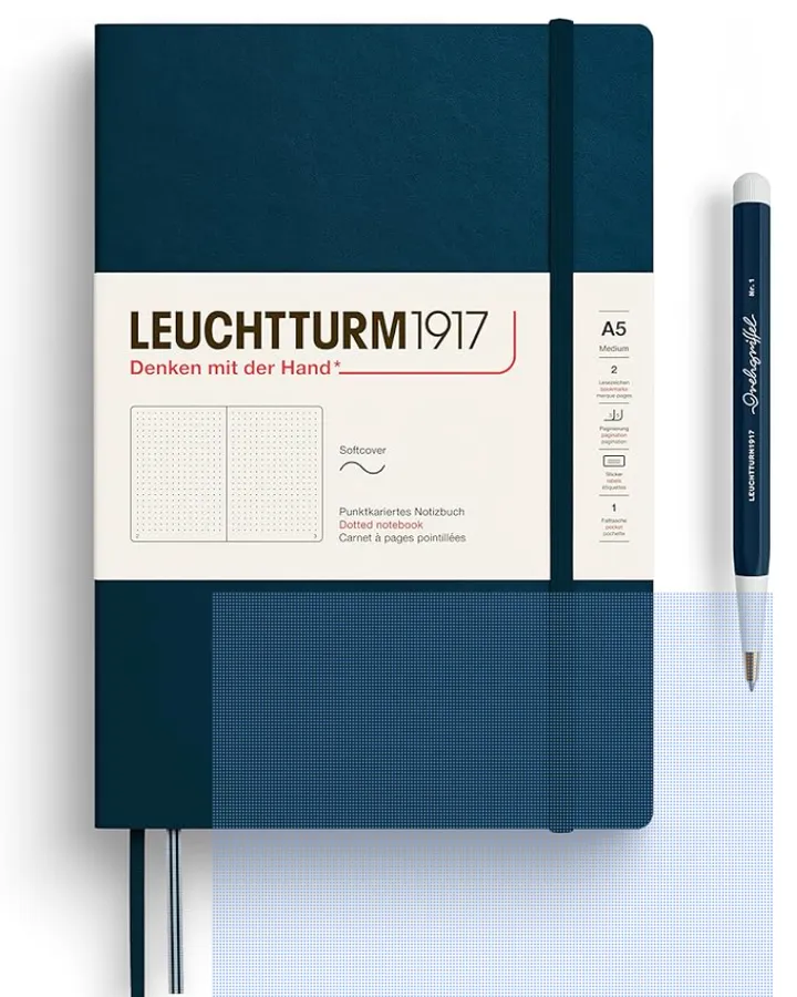 Blue Leuchtturm1917 dotted notebook with matching pen