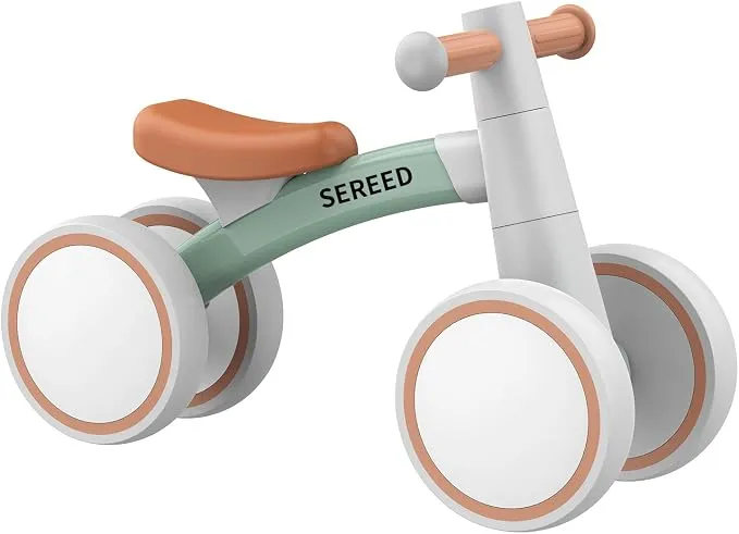 Green SEREED baby balance bike with four silent wheels