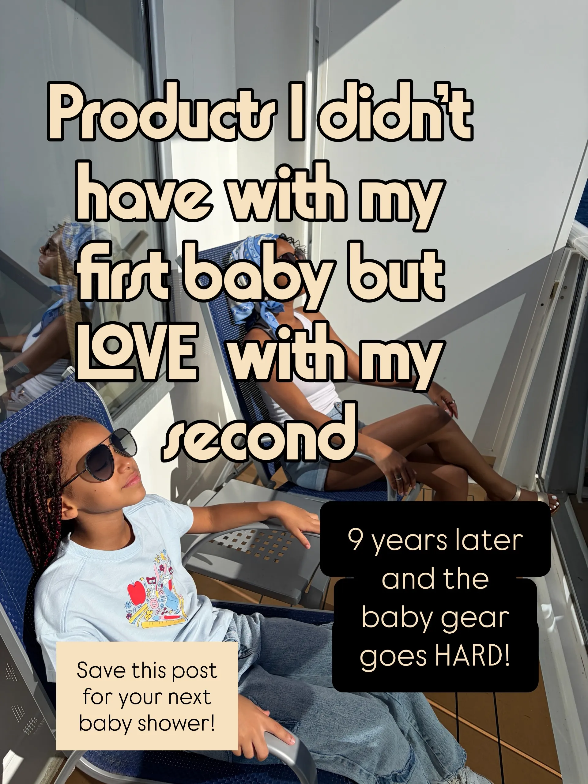 Jess and Nia together in the opening slide of our baby gear roundup